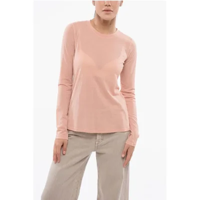 Long Sleeved Cotton Blend Crew-neck T-Shirt
