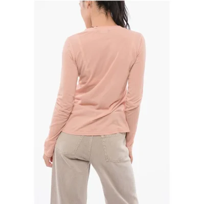 Long Sleeved Cotton Blend Crew-neck T-Shirt