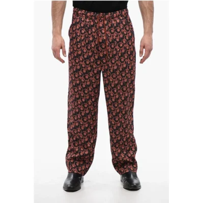 Floral Patterned Pajama Pants with Drawstring