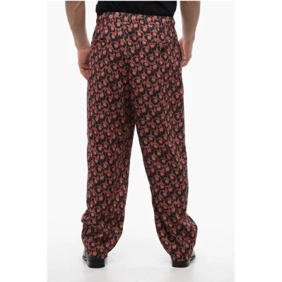 Floral Patterned Pajama Pants with Drawstring