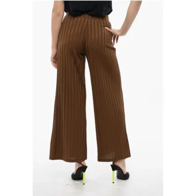 High-Waisted Wide-Fit Ribbed Pants