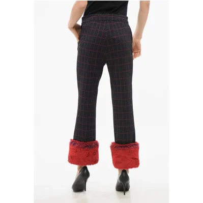 EVERYWEAR Cropped Pants with Faux Fur Trim