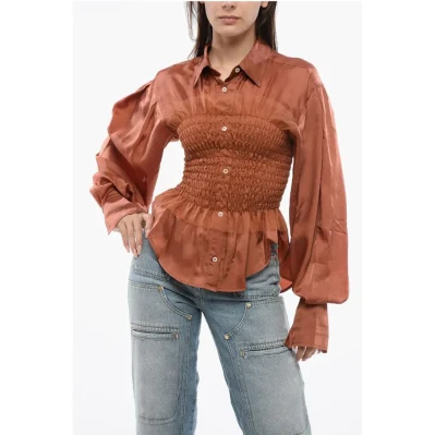 Satin EVENING GATHERINGS Blouse With Ruffles