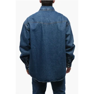 Dark Washed Denim Jacket with Embossed Monogram