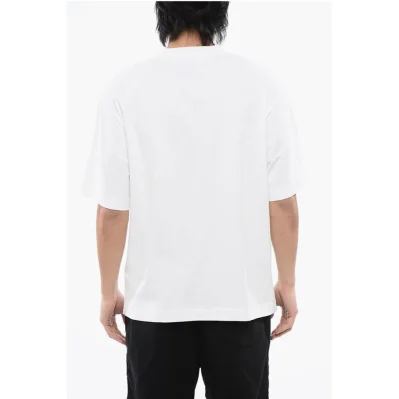 FOR EVER Solid Color Crew-neck T-Shirt with Contrasting Logo