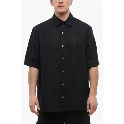 Short-sleeved 90SLOGO Linen Shirt