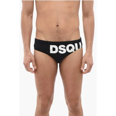 Solid Color Swim Brief with Contrasting Logo