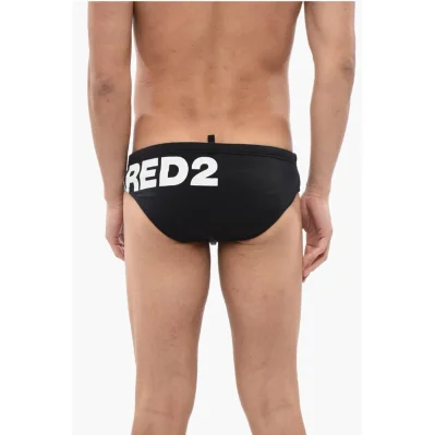 Solid Color Swim Brief with Contrasting Logo