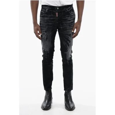Distressed SKATER Denims with Flocked Detail
