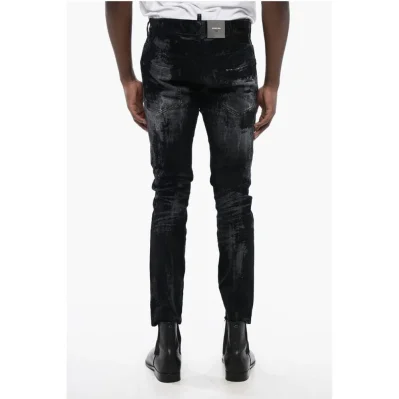 Distressed SKATER Denims with Flocked Detail