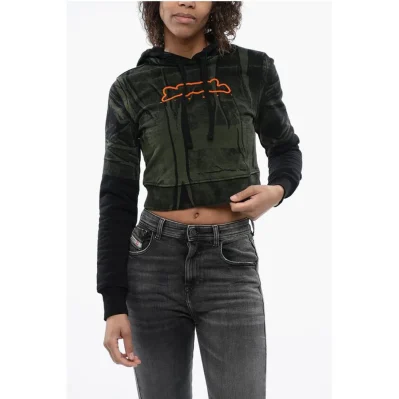 RED TAG Brushed Cotton F-SLIMMY Cropped Hoodie with Flocked