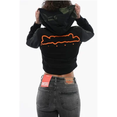 RED TAG Brushed Cotton F-SLIMMY Cropped Hoodie with Flocked