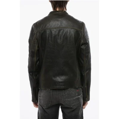 RED TAG Leather L-COBBE Jacket with Cut-Out Detail on Sleeve