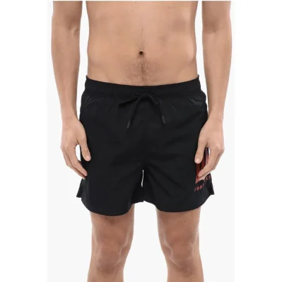 Solid Color BMBX-NICO Swim Shorts with Contrasting Logo