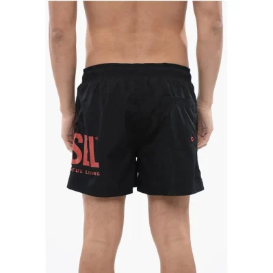 Solid Color BMBX-NICO Swim Shorts with Contrasting Logo