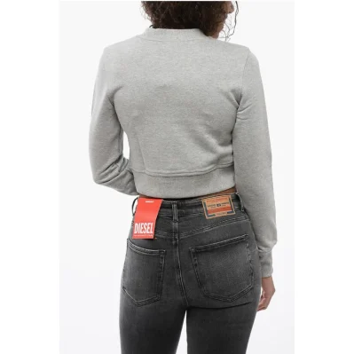 Crew Neck Cropped Sweatshirt with Lettering Logo