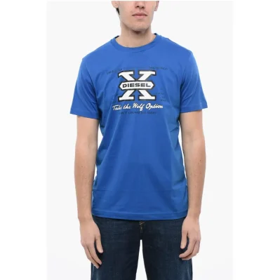 Cotton Crew-neck T-DIEGOR-K48 T-shirt with Frontal Print
