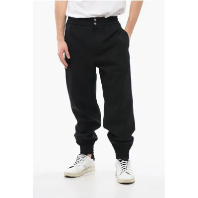 Wool Cuffed Pants with Elastic Waistband