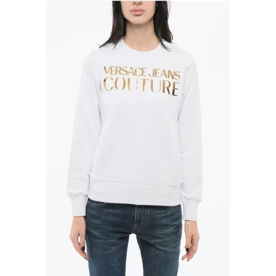 JEANS COUTURE Crew Neck MIRROR Sweatshirt with Lamè Logo