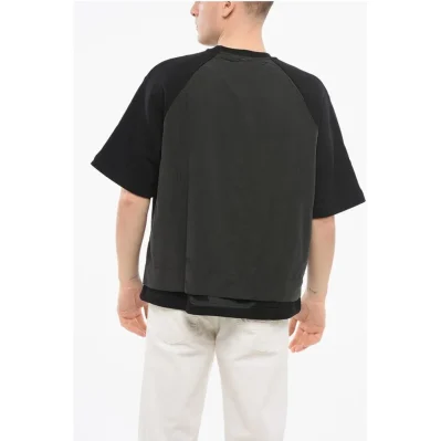 EMPORIO Short-sleeved Crew Neck Sweatshirt with Rubberized L