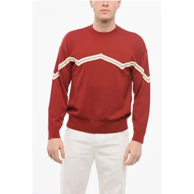 EMPORIO Virgin Wool Sweater with Herringbone Embroidery
