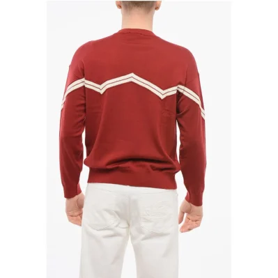 EMPORIO Virgin Wool Sweater with Herringbone Embroidery