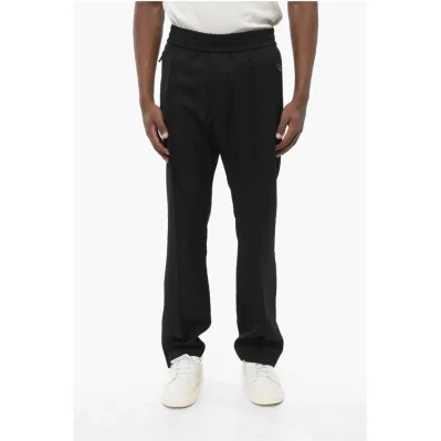EMPORIO Single-pleated Virgin Wool Pants with Elastic Waistb