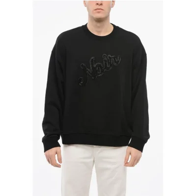 EMPORIO Crew Neck NOIR Sweatshirt with Beaded Embroidery