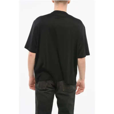 EMPORIO Cotton Blend NOIR T-Shirt with Beaded Embroidery