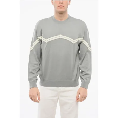 EMPORIO Virgin Wool Sweater with Herringbone Embroidery