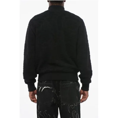Patterned Lining Zip-up Reversible Sweatshirt