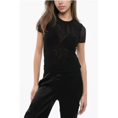 Tulle T-Shirt with Rhinestone Logo