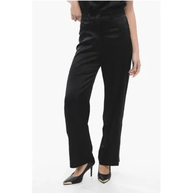 High Waist Satin Pants with Belt Loops