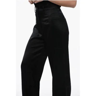 High Waist Satin Pants with Belt Loops