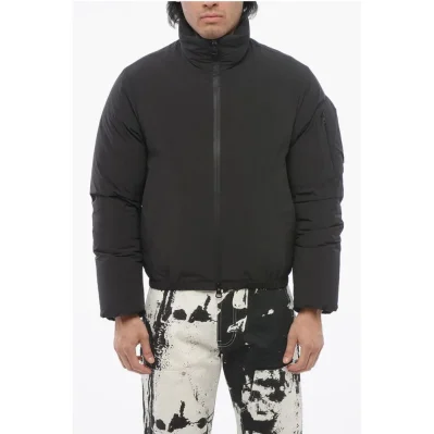 Multipocketed Down Jacket with Back Embroidered Logo