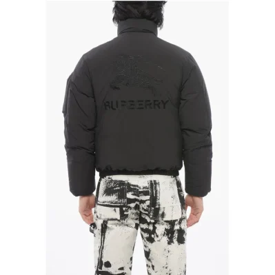 Multipocketed Down Jacket with Back Embroidered Logo