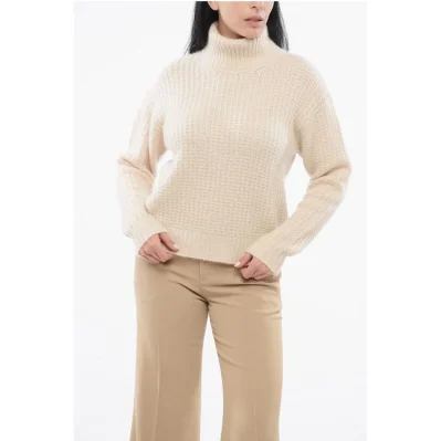 Turtleneck Cashmere Blend Pullover with Ton sur Ton Logo