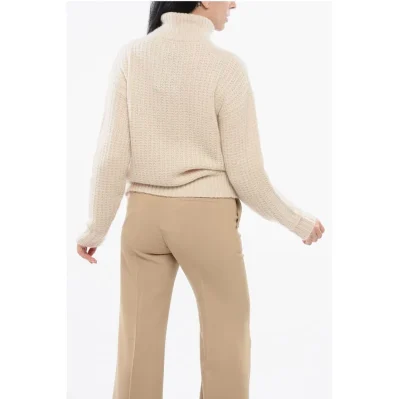 Turtleneck Cashmere Blend Pullover with Ton sur Ton Logo