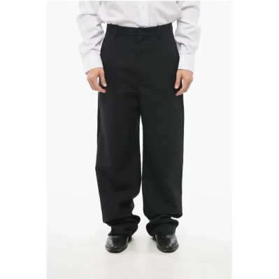 4-Pocketed Wool Pants with Side Satin Bands