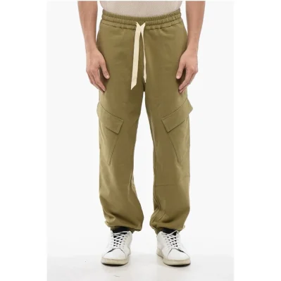 Brushed Cotton Cargo Sweatpants with Cuffs