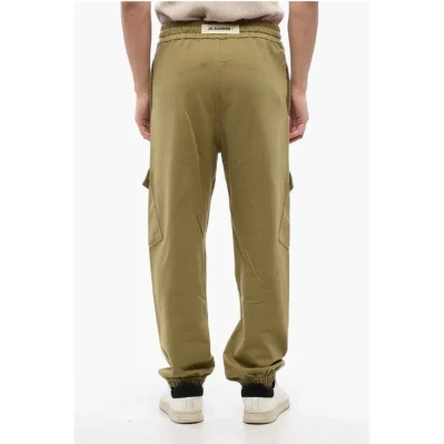 Brushed Cotton Cargo Sweatpants with Cuffs