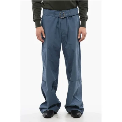 Cotton Wide Leg Pants with Fabric Belt