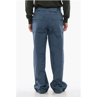Cotton Wide Leg Pants with Fabric Belt