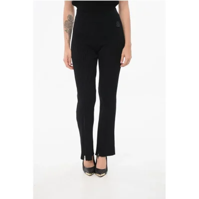 Ribbed Bootcut Leggings with Zipped Ankles