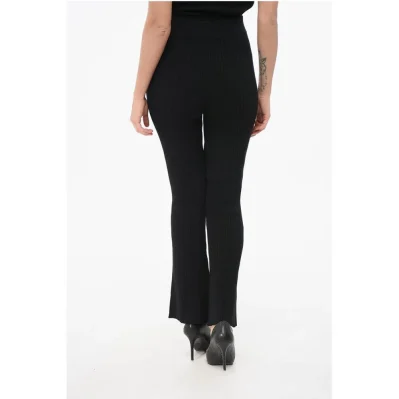 Ribbed Bootcut Leggings with Zipped Ankles
