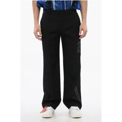 Virgin Wool Pants with 23 Embroidery