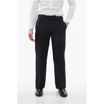 Pinstriped Wool Blend 23 Slim Fit Pants