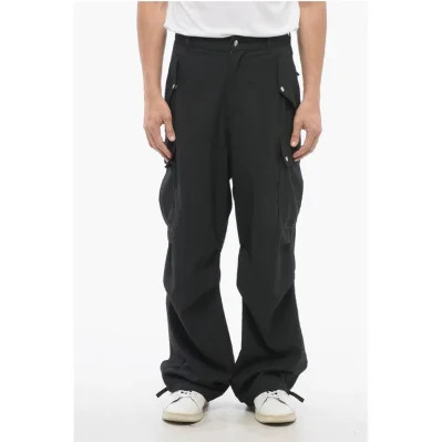 Cotton Cargo Pants with Logo Buttons