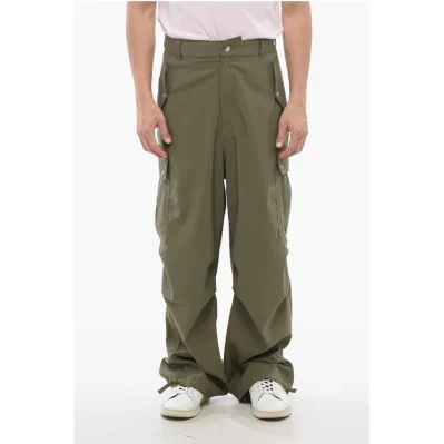 Cotton Cargo Pants with Logo Buttons