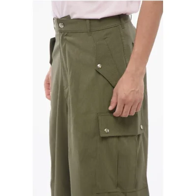 Cotton Cargo Pants with Logo Buttons